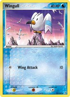 Wingull Pokémon card, number 70
