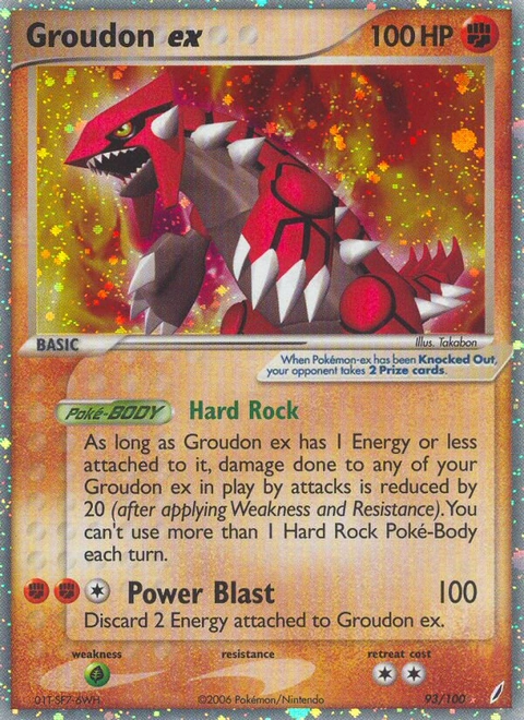 Groudon ex Pokémon card from Crystal Guardians, number 93 (Holo print)