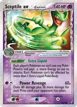Sceptile ex δ Pokémon card, number 96