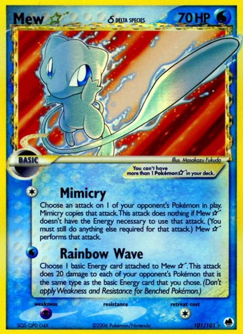 Mew ★ δ Pokémon card from Dragon Frontiers, number 101 (Holo print)