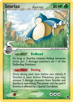 Snorlax δ Pokémon card, number 10