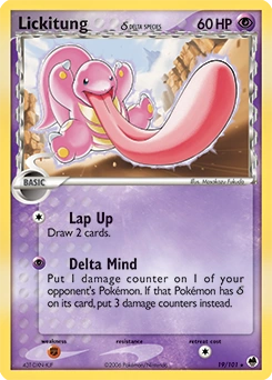 Lickitung δ Pokémon card, number 19