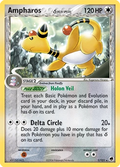 Ampharos δ Pokémon card, number 1