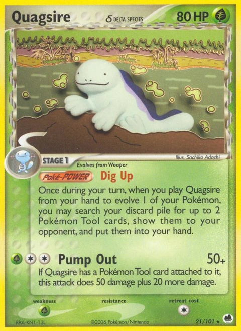 Quagsire δ Pokémon card from Dragon Frontiers, number 21 (Standard print)