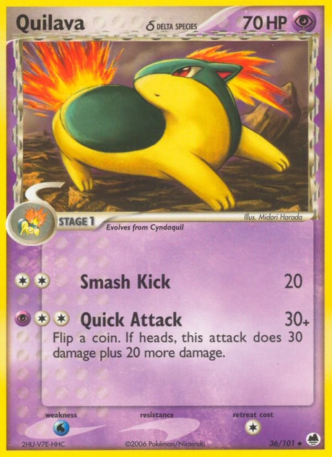 Quilava δ Pokémon card from Dragon Frontiers, number 36 (Standard print)