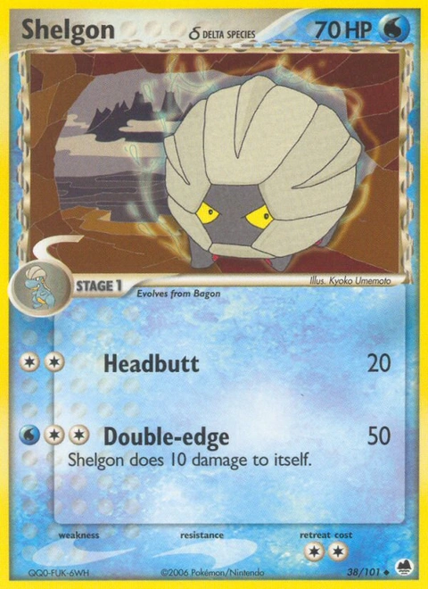 Shelgon δ Pokémon card from Dragon Frontiers, number 38 (Standard print)