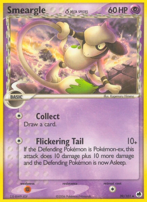 Smeargle δ Pokémon card from Dragon Frontiers, number 39 (Standard print)