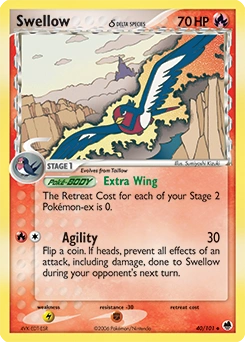 Swellow δ Pokémon card, number 40