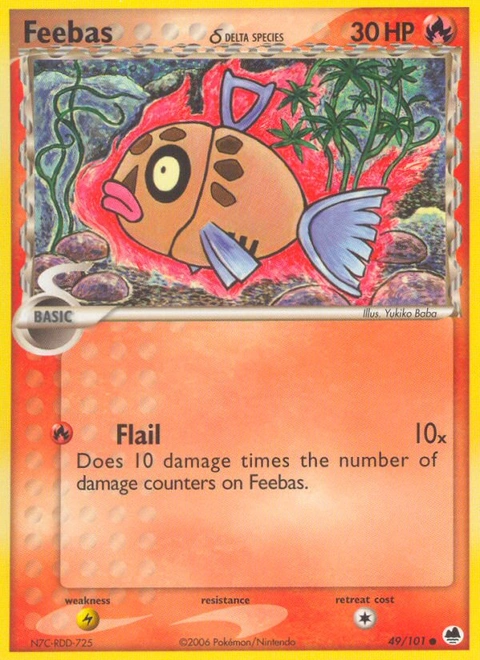 Feebas δ Pokémon card from Dragon Frontiers, number 49 (Standard print)