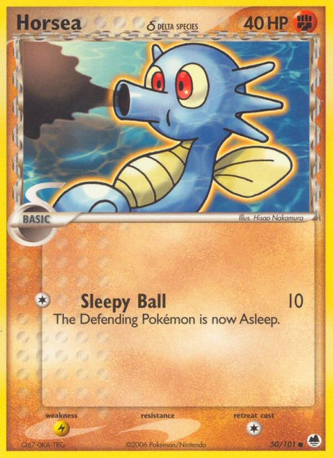 Horsea δ Pokémon card from Dragon Frontiers, number 50 (Standard print)