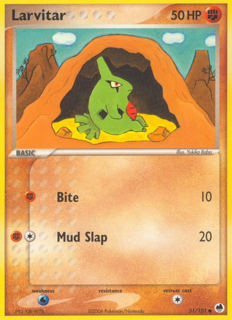 Larvitar Pokémon card from Dragon Frontiers, number 51 (Standard print)