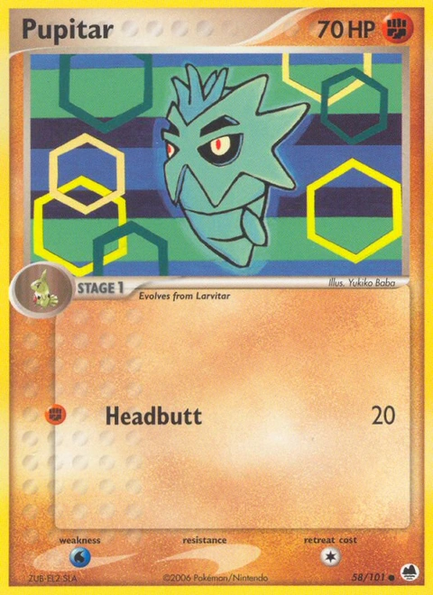 Pupitar Pokémon card from Dragon Frontiers, number 58 (Standard print)