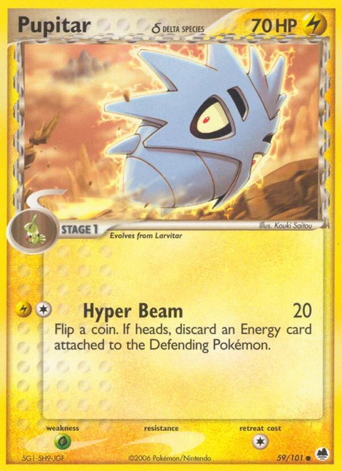 Pupitar δ Pokémon card from Dragon Frontiers, number 59 (Standard print)