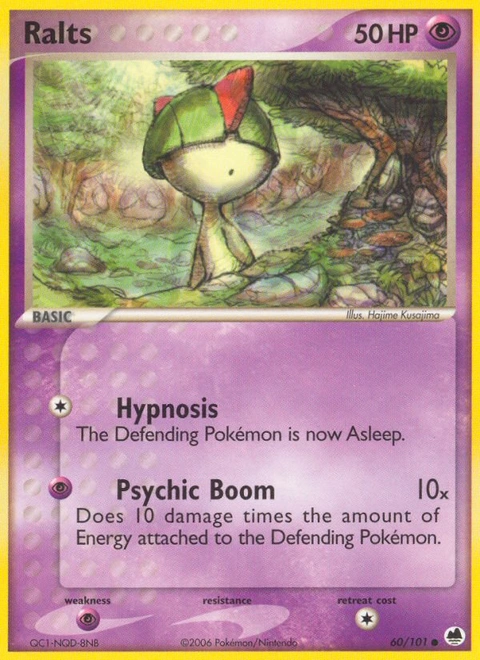 Ralts Pokémon card from Dragon Frontiers, number 60 (Standard print)