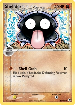Shellder δ Pokémon card, number 63