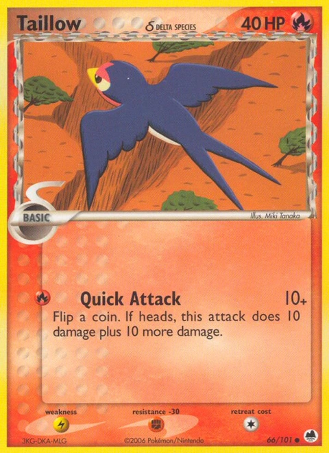 Taillow δ Pokémon card from Dragon Frontiers, number 66 (Standard print)