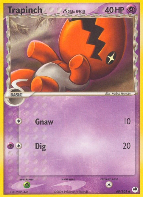 Trapinch δ Pokémon card from Dragon Frontiers, number 68 (Standard print)