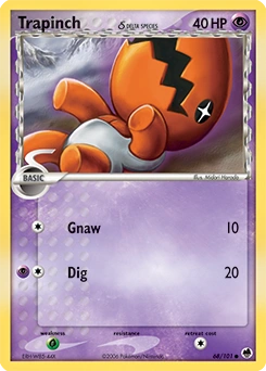 Trapinch δ Pokémon card, number 68