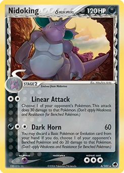 Nidoking δ Pokémon card, number 6