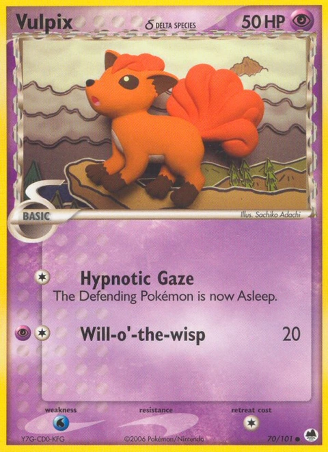 Vulpix δ Pokémon card from Dragon Frontiers, number 70 (Standard print)
