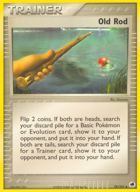 Old Rod Pokémon card from Dragon Frontiers, number 78 (Standard print)