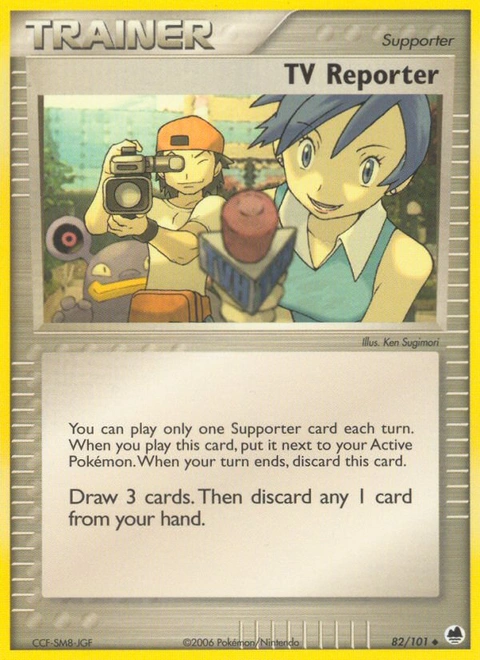 TV Reporter Pokémon card from Dragon Frontiers, number 82 (Standard print)
