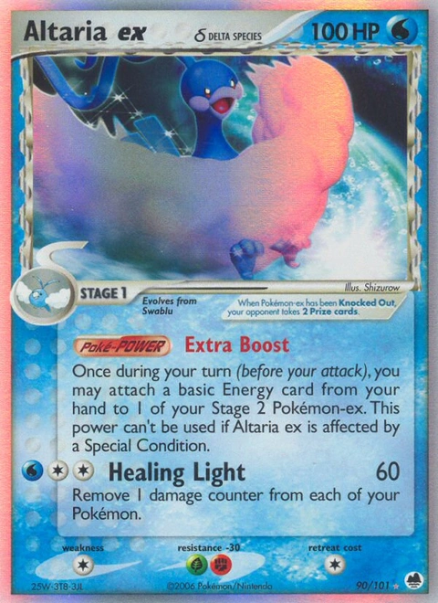 Altaria ex δ Pokémon card from Dragon Frontiers, number 90 (Holo print)