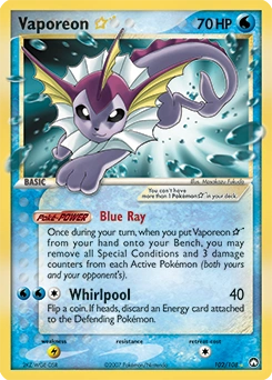 Vaporeon ★ Pokémon card, number 102