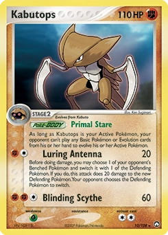Kabutops Pokémon card, number 10