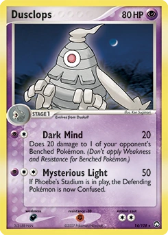 Dusclops Pokémon card, number 14