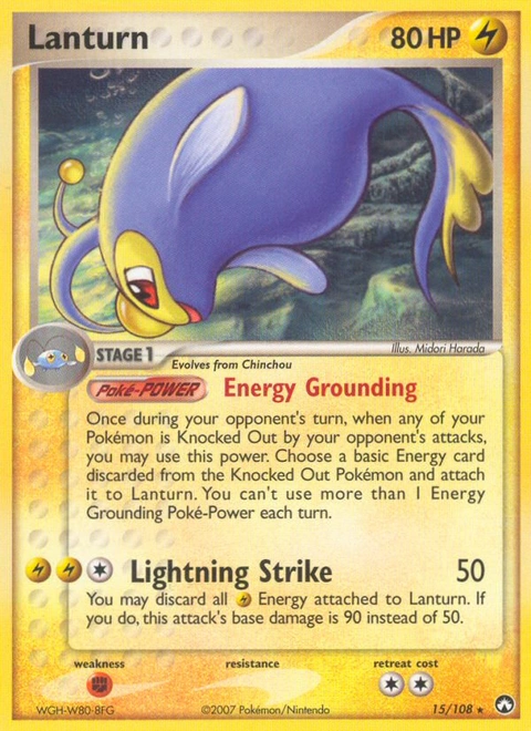 Lanturn Pokémon card from Power Keepers, number 15 (Standard print)