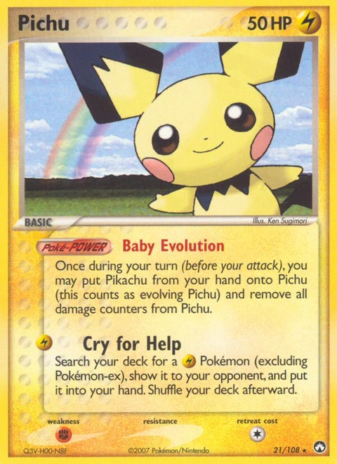 Pichu Pokémon card from Power Keepers, number 21 (Standard print)