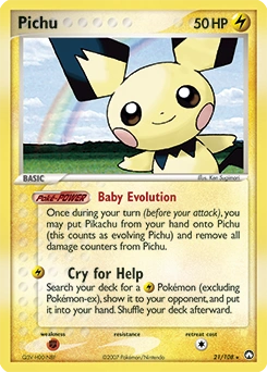 Pichu Pokémon card, number 21