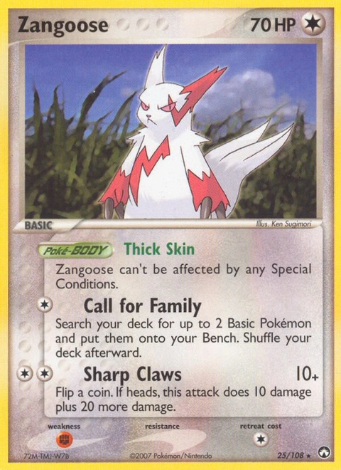 Zangoose Pokémon card from Power Keepers, number 25 (Standard print)