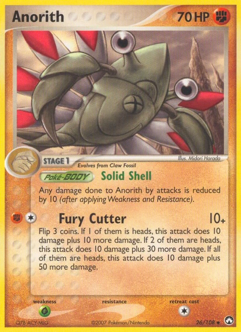 Anorith Pokémon card from Power Keepers, number 26 (Standard print)