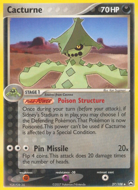 Cacturne Pokémon card from Power Keepers, number 27 (Standard print)