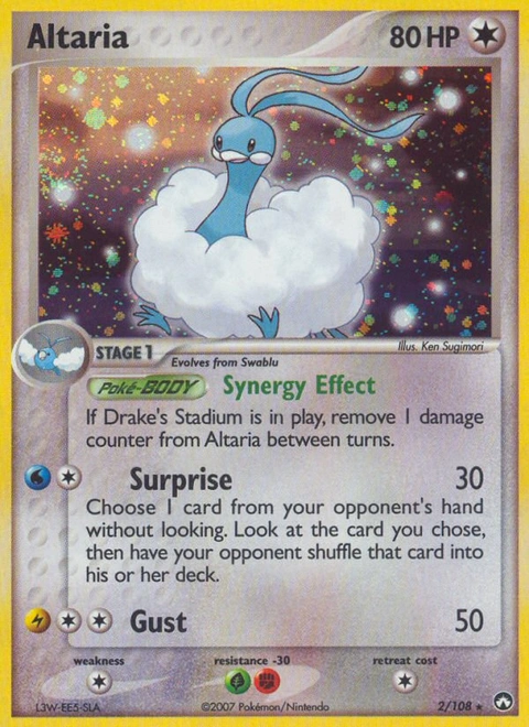 Altaria Pokémon card from Power Keepers, number 2 (Holo print)