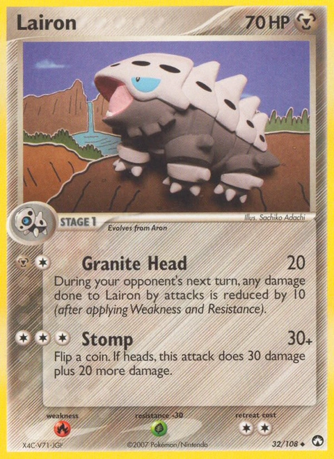 Lairon Pokémon card from Power Keepers, number 32 (Standard print)