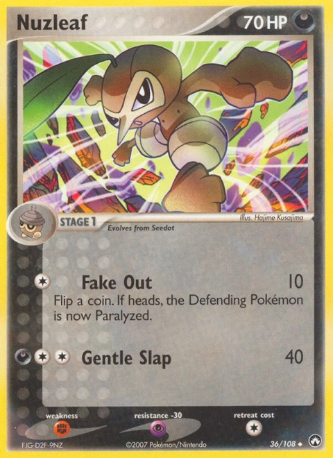 Nuzleaf Pokémon card from Power Keepers, number 36 (Standard print)