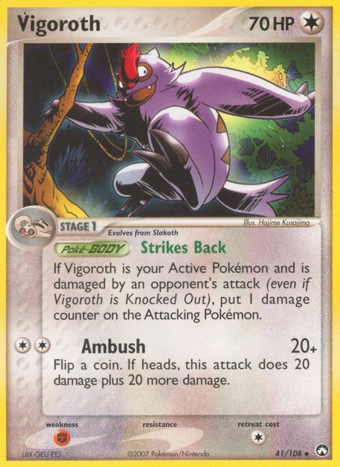 Vigoroth Pokémon card from Power Keepers, number 41 (Standard print)