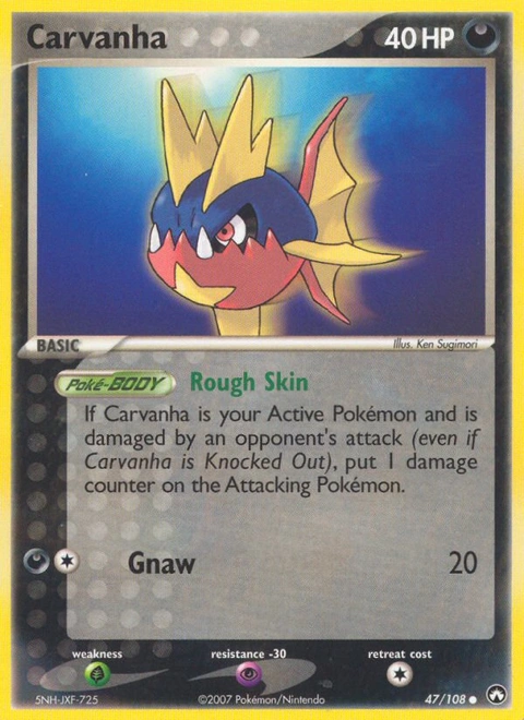 Carvanha Pokémon card from Power Keepers, number 47 (Standard print)