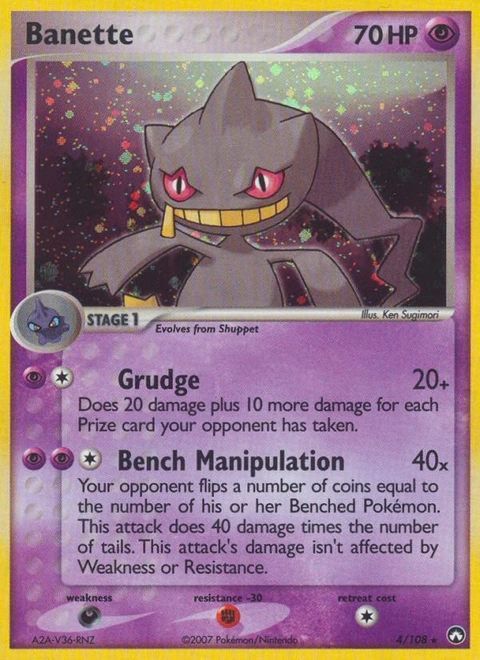 Banette Pokémon card from Power Keepers, number 4 (Holo print)