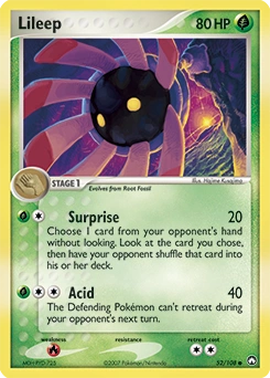 Lileep Pokémon card, number 52