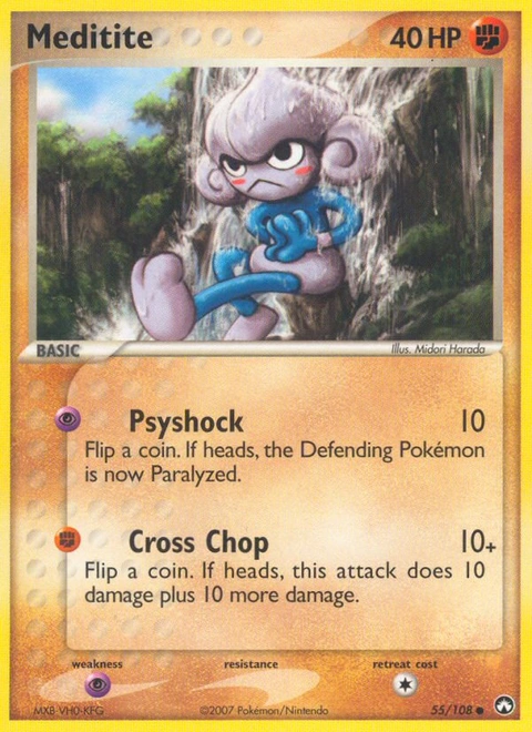 Meditite Pokémon card from Power Keepers, number 55 (Standard print)