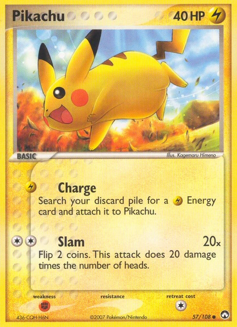 Pikachu Pokémon card from Power Keepers, number 57 (Standard print)