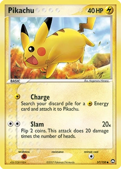 Pikachu Pokémon card, number 57
