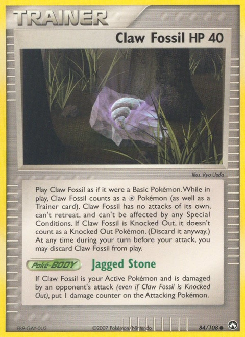 Claw Fossil Pokémon card from Power Keepers, number 84 (Standard print)