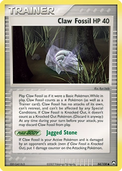 Claw Fossil Pokémon card, number 84