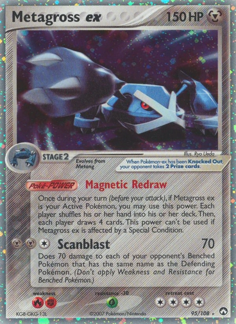 Metagross ex Pokémon card from Power Keepers, number 95 (Holo print)
