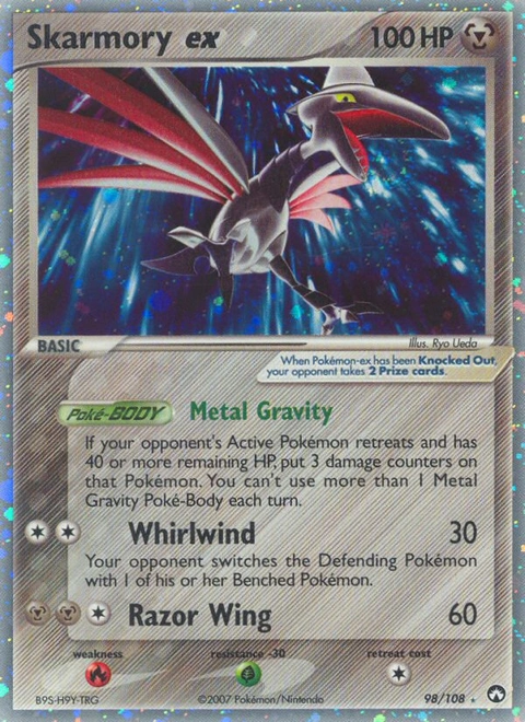 Skarmory ex Pokémon card from Power Keepers, number 98 (Holo print)